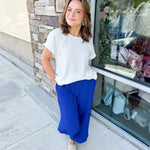 {FINAL SALE} Caught Crushing Jacquard Blue Pants - The Pink Pineapple 850