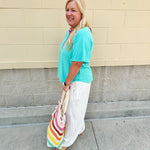 {FINAL SALE} Chateau Daydream Linen Top in Lagoon Blue - The Pink Pineapple 850