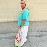 {FINAL SALE} Chateau Daydream Linen Top in Lagoon Blue - The Pink Pineapple 850