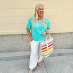 {FINAL SALE} Chateau Daydream Linen Top in Lagoon Blue - The Pink Pineapple 850