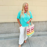 {FINAL SALE} Chateau Daydream Linen Top in Lagoon Blue - The Pink Pineapple 850