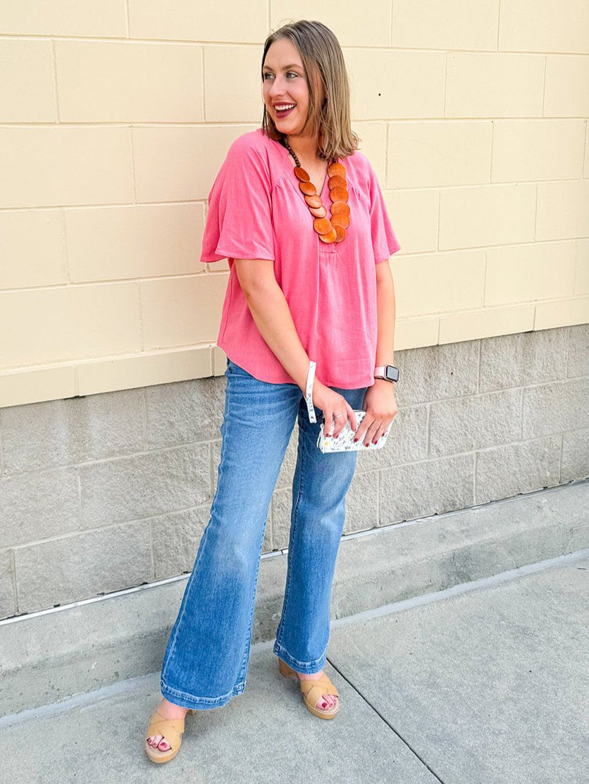 {FINAL SALE} Chateau Daydream Linen Top in Light Coral - The Pink Pineapple 850