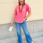 {FINAL SALE} Chateau Daydream Linen Top in Light Coral - The Pink Pineapple 850