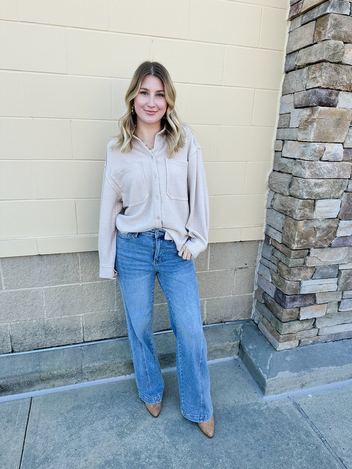 {FINAL SALE} Cider Falls Oversized Cozy Button Down Shacket - The Pink Pineapple 850