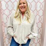{FINAL SALE} Cider Falls Oversized Cozy Button Down Shacket - The Pink Pineapple 850