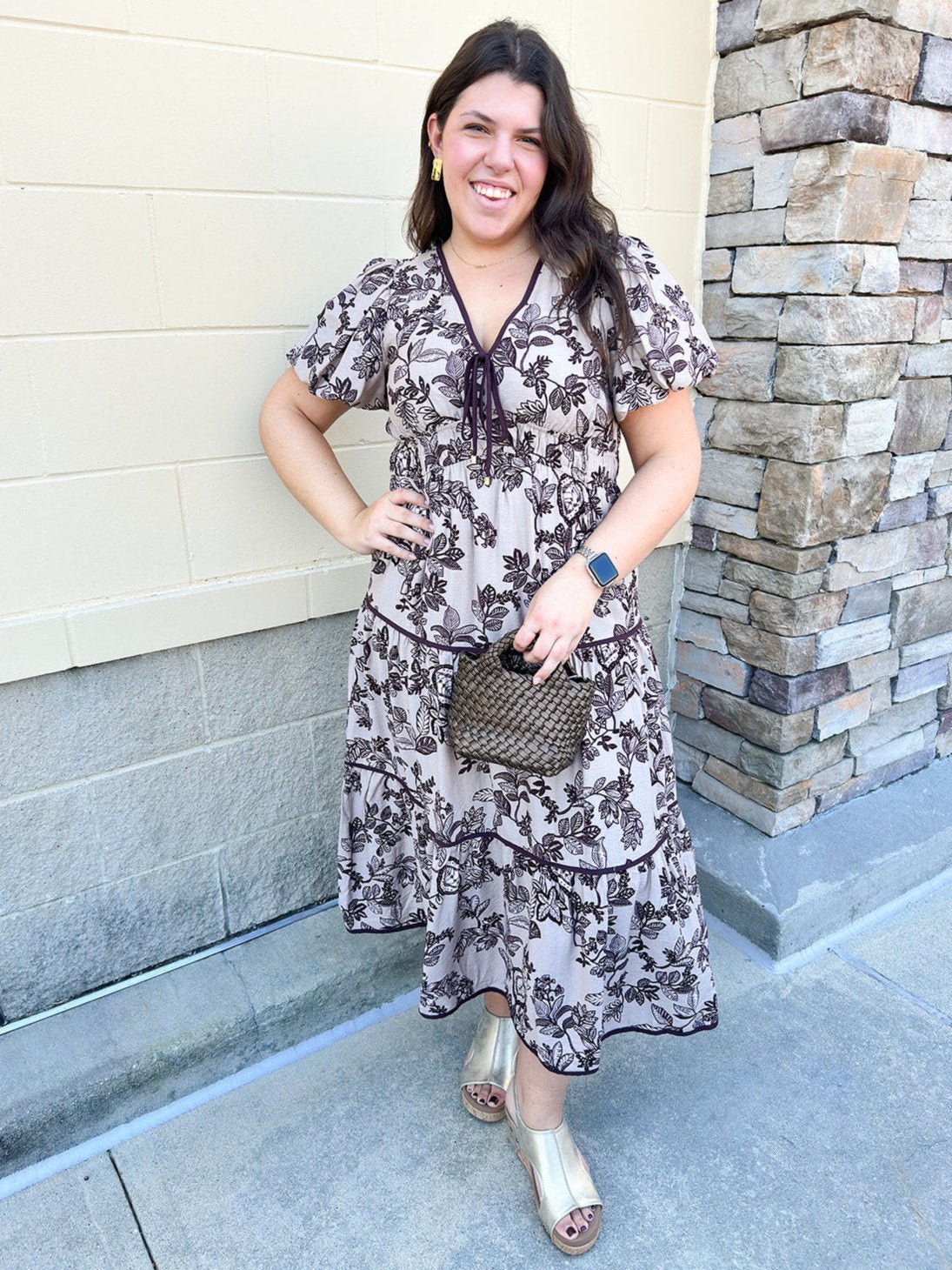 {FINAL SALE} Cider Toasting Tiered Midi Dress - The Pink Pineapple 850