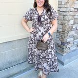 {FINAL SALE} Cider Toasting Tiered Midi Dress - The Pink Pineapple 850