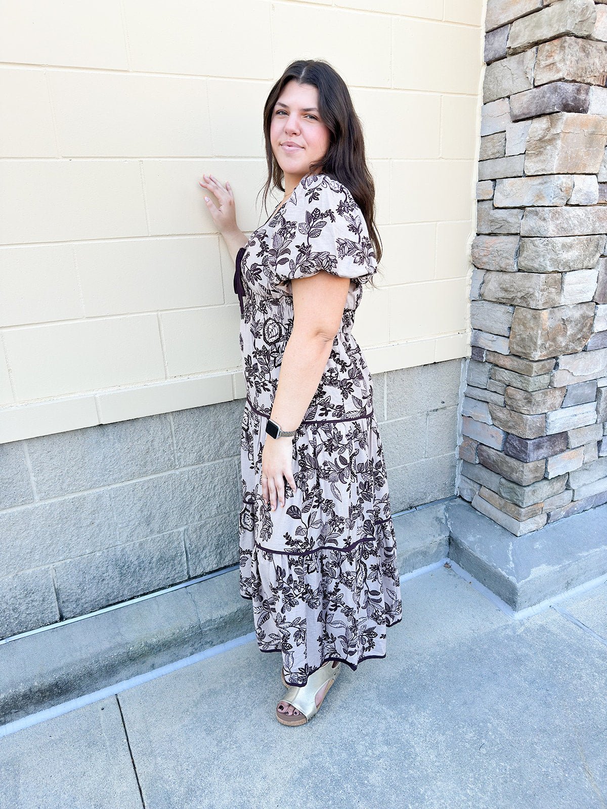 {FINAL SALE} Cider Toasting Tiered Midi Dress - The Pink Pineapple 850