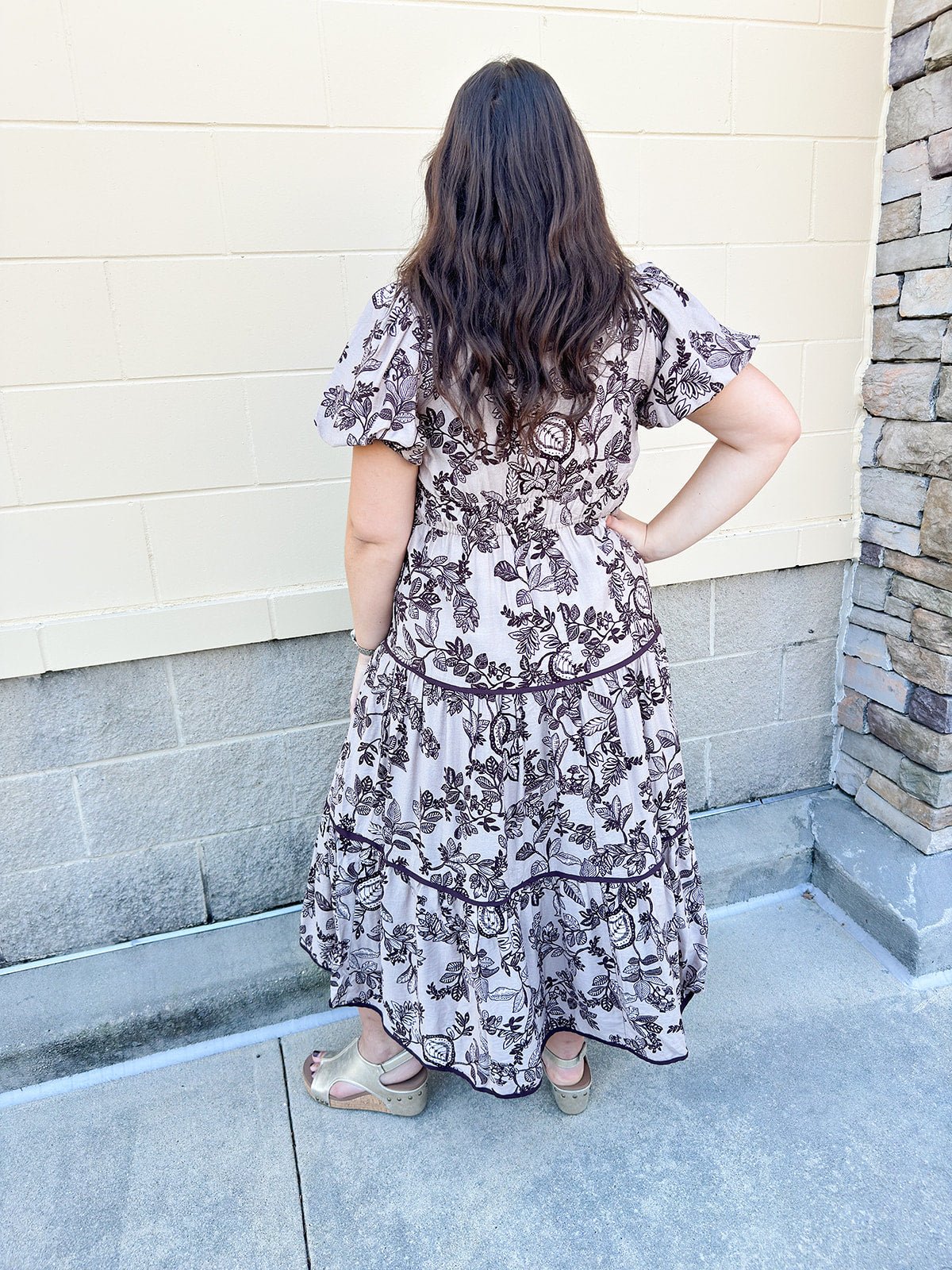 {FINAL SALE} Cider Toasting Tiered Midi Dress - The Pink Pineapple 850