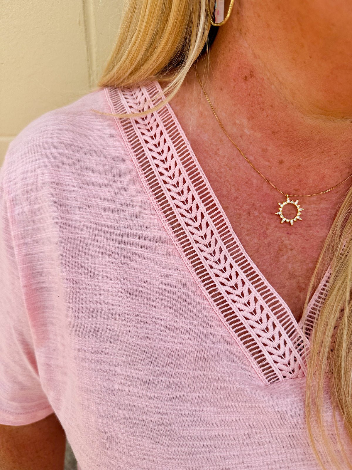 {FINAL SALE} Cotton Candy Kiss V - Neck Top - The Pink Pineapple 850