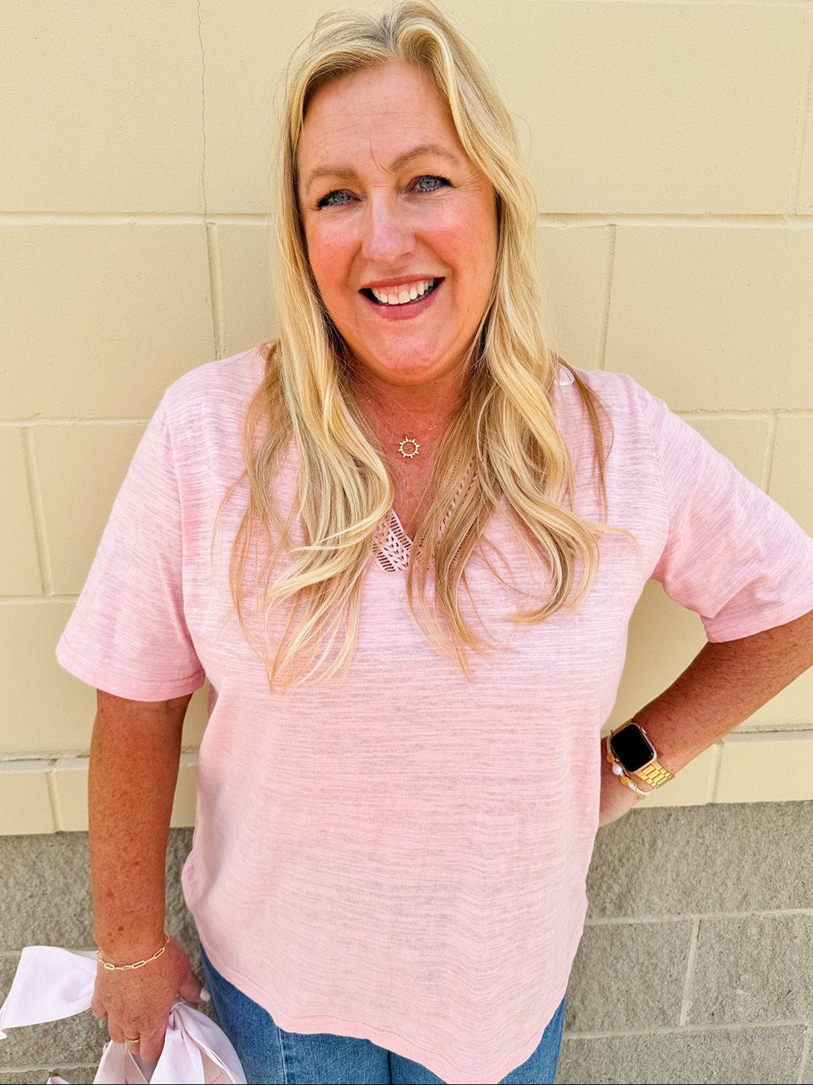 {FINAL SALE} Cotton Candy Kiss V - Neck Top - The Pink Pineapple 850