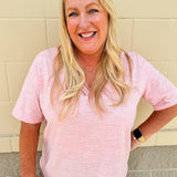 {FINAL SALE} Cotton Candy Kiss V - Neck Top - The Pink Pineapple 850