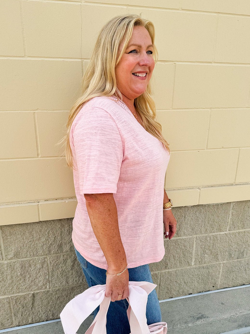 {FINAL SALE} Cotton Candy Kiss V - Neck Top - The Pink Pineapple 850