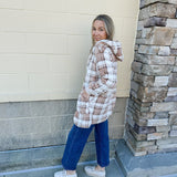 {FINAL SALE} Cue the Cozy Oversized Plaid Hooded Jacket Curvy - The Pink Pineapple 850