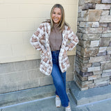 {FINAL SALE} Cue the Cozy Oversized Plaid Hooded Jacket Curvy - The Pink Pineapple 850
