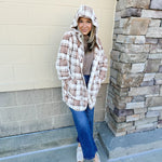 {FINAL SALE} Cue the Cozy Oversized Plaid Hooded Jacket Curvy - The Pink Pineapple 850