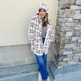 {FINAL SALE} Cue the Cozy Oversized Plaid Hooded Jacket Curvy - The Pink Pineapple 850