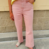 {FINAL SALE} [Daze] Rosewater High Rise Ankle Flare Jean - The Pink Pineapple 850