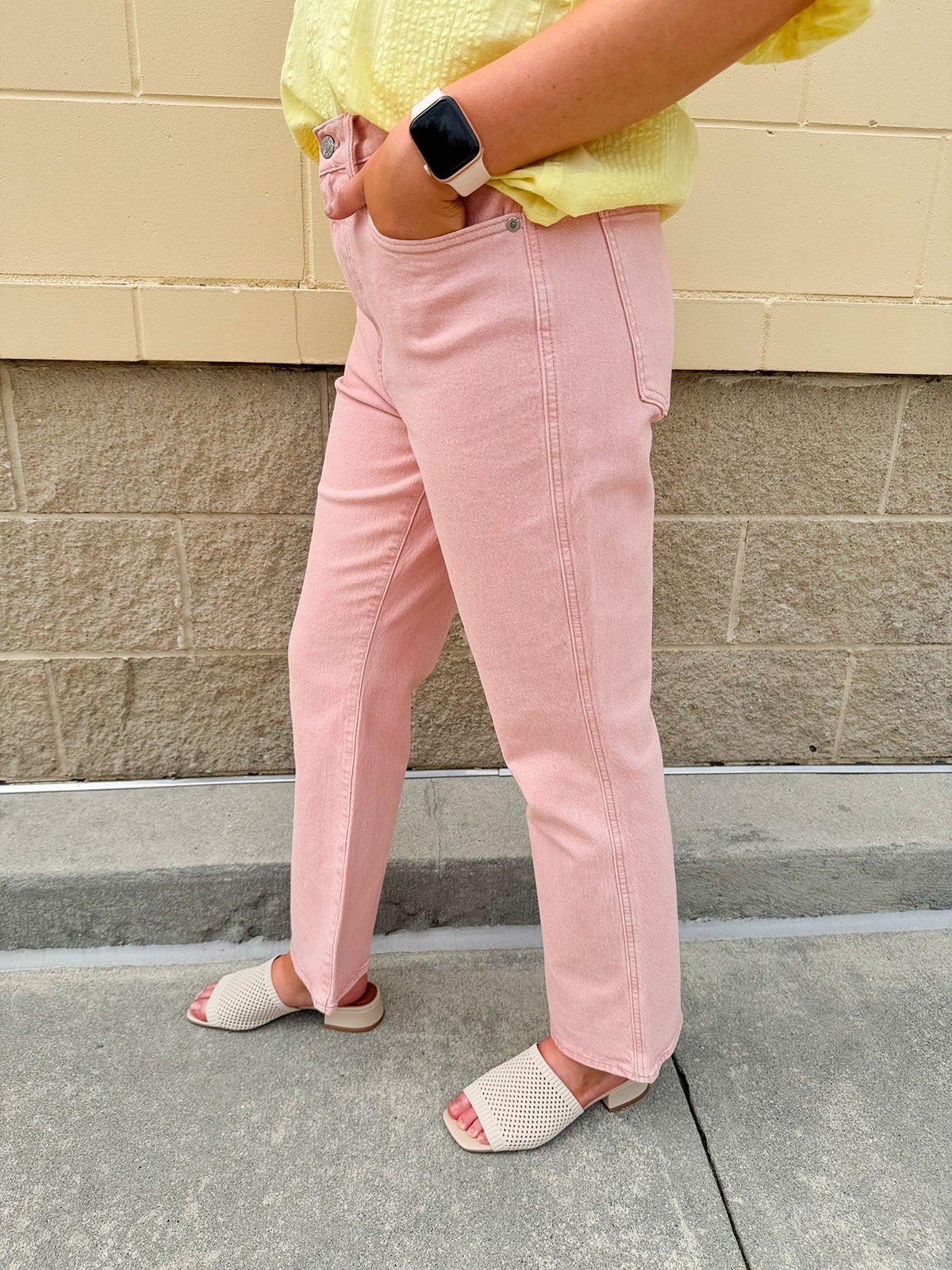 {FINAL SALE} [Daze] Rosewater High Rise Ankle Flare Jean - The Pink Pineapple 850