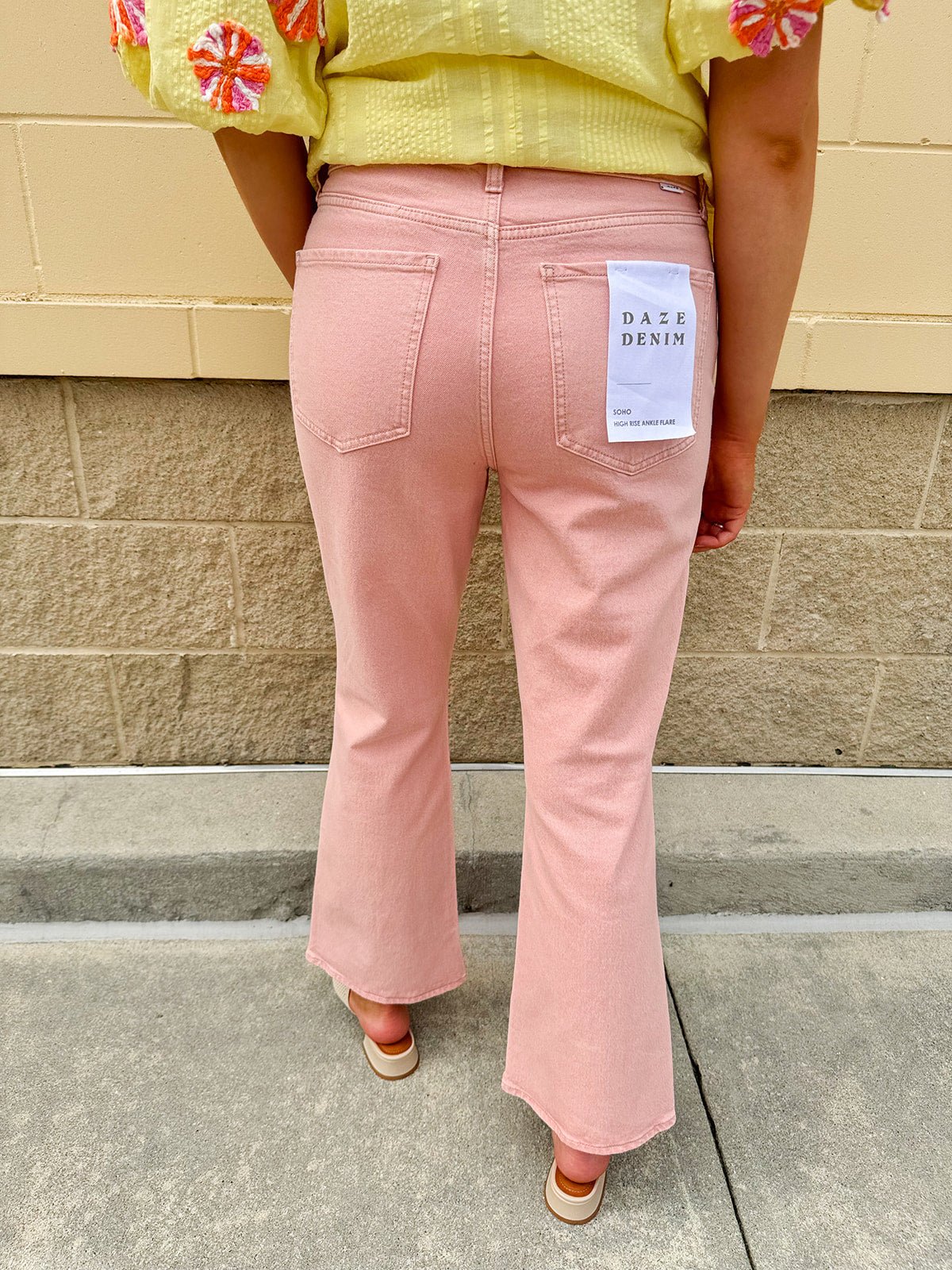 {FINAL SALE} [Daze] Rosewater High Rise Ankle Flare Jean - The Pink Pineapple 850