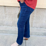 {FINAL SALE} [Dear John] Jeanne Mid - Rise Cropped Flare Jeans in Richmond - The Pink Pineapple 850