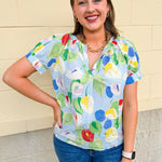 {FINAL SALE} Floral Daydream Split Neck Top - The Pink Pineapple 850