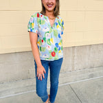 {FINAL SALE} Floral Daydream Split Neck Top - The Pink Pineapple 850