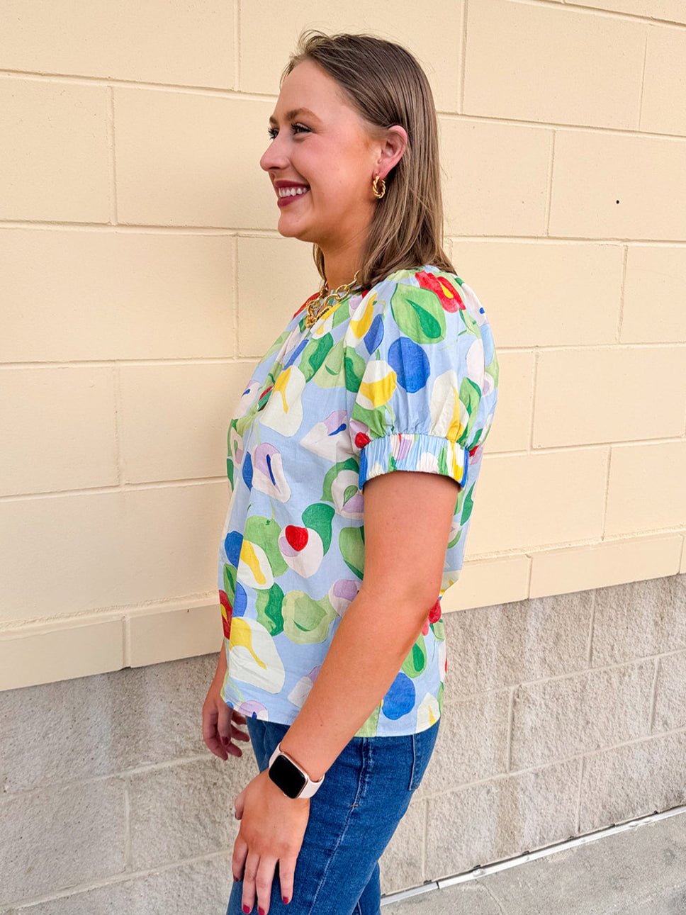 {FINAL SALE} Floral Daydream Split Neck Top - The Pink Pineapple 850