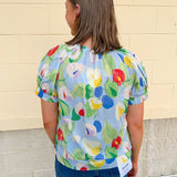 {FINAL SALE} Floral Daydream Split Neck Top - The Pink Pineapple 850