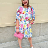 {FINAL SALE} Floral Escape Dolman Mini Dress - The Pink Pineapple 850