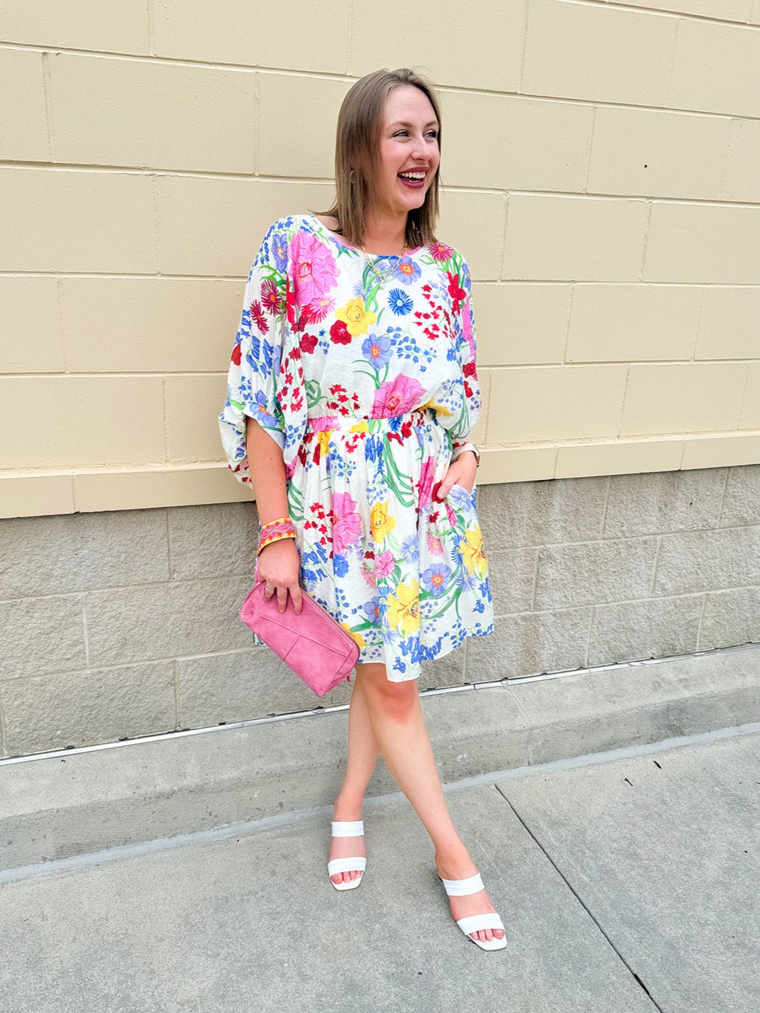 {FINAL SALE} Floral Escape Dolman Mini Dress - The Pink Pineapple 850