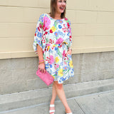 {FINAL SALE} Floral Escape Dolman Mini Dress - The Pink Pineapple 850