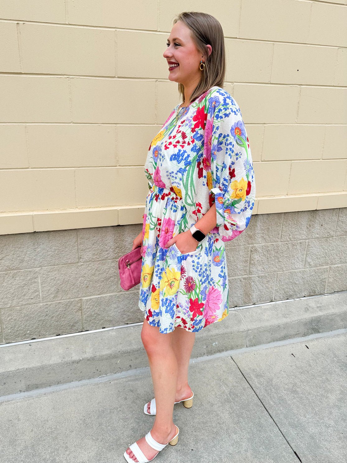 {FINAL SALE} Floral Escape Dolman Mini Dress - The Pink Pineapple 850