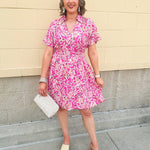 {FINAL SALE} Floral Paradise Drop Sleeve Collared Mini Dress - The Pink Pineapple 850