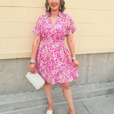 {FINAL SALE} Floral Paradise Drop Sleeve Collared Mini Dress - The Pink Pineapple 850