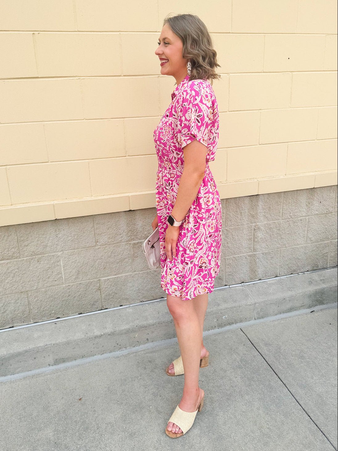 {FINAL SALE} Floral Paradise Drop Sleeve Collared Mini Dress - The Pink Pineapple 850