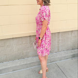 {FINAL SALE} Floral Paradise Drop Sleeve Collared Mini Dress - The Pink Pineapple 850