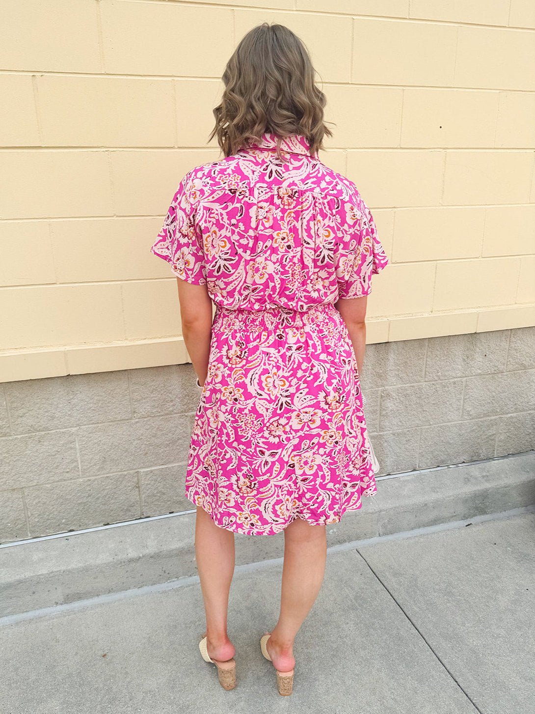{FINAL SALE} Floral Paradise Drop Sleeve Collared Mini Dress - The Pink Pineapple 850