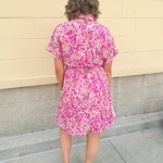 {FINAL SALE} Floral Paradise Drop Sleeve Collared Mini Dress - The Pink Pineapple 850