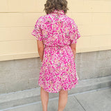 {FINAL SALE} Floral Paradise Drop Sleeve Collared Mini Dress - The Pink Pineapple 850