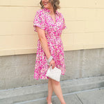 {FINAL SALE} Floral Paradise Drop Sleeve Collared Mini Dress - The Pink Pineapple 850