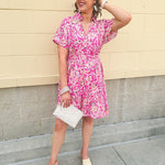 {FINAL SALE} Floral Paradise Drop Sleeve Collared Mini Dress - The Pink Pineapple 850
