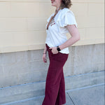 {FINAL SALE} Florida State Flutter Sleeve Crewneck Top - The Pink Pineapple 850