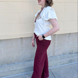 {FINAL SALE} Florida State Flutter Sleeve Crewneck Top - The Pink Pineapple 850