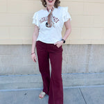 {FINAL SALE} Florida State Flutter Sleeve Crewneck Top - The Pink Pineapple 850