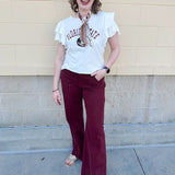 {FINAL SALE} Florida State Flutter Sleeve Crewneck Top - The Pink Pineapple 850