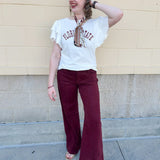 {FINAL SALE} Florida State Flutter Sleeve Crewneck Top - The Pink Pineapple 850