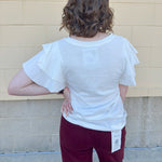 {FINAL SALE} Florida State Flutter Sleeve Crewneck Top - The Pink Pineapple 850