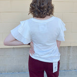 {FINAL SALE} Florida State Flutter Sleeve Crewneck Top - The Pink Pineapple 850