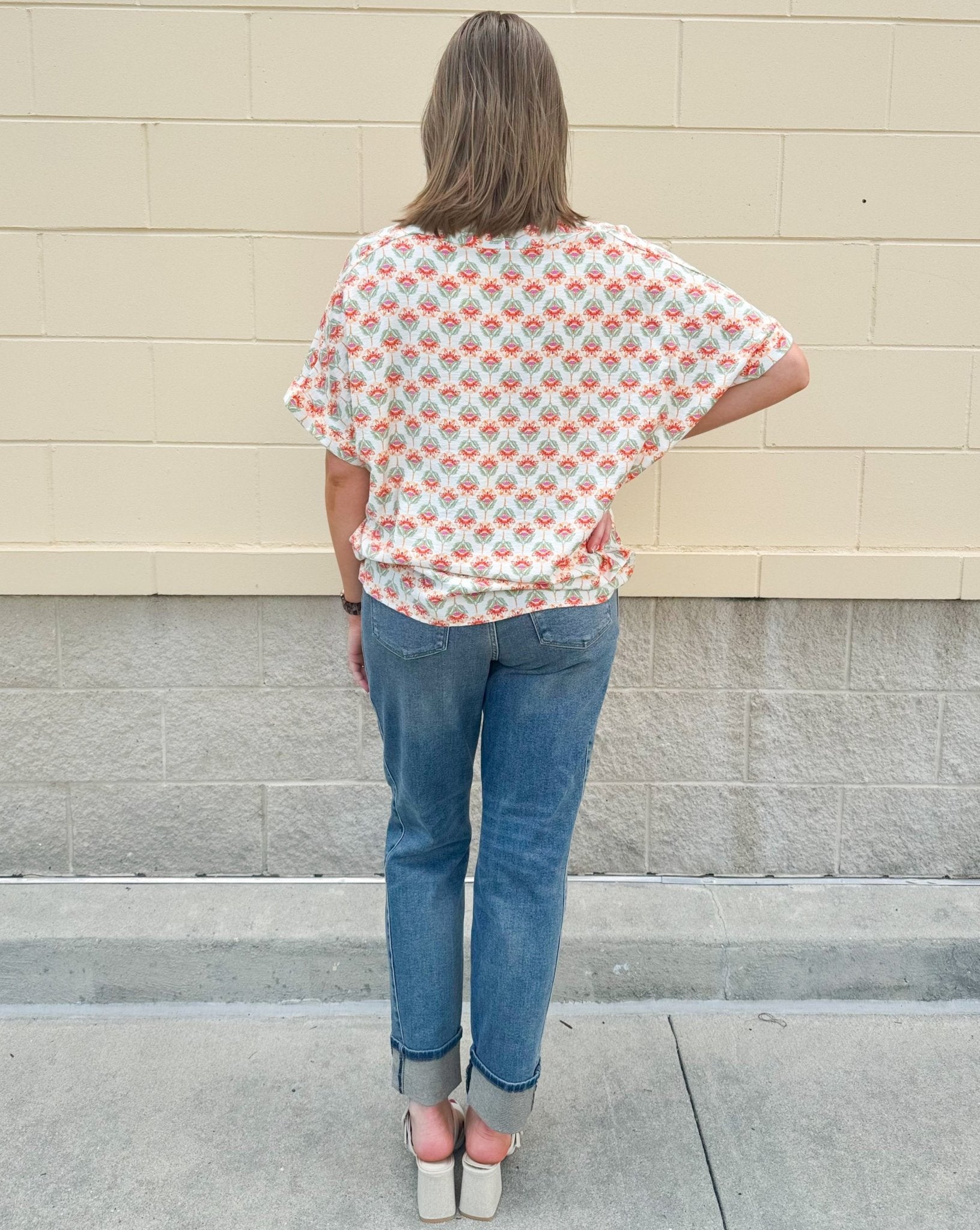 {FINAL SALE} Flower Picking Drop Shoulder Top - The Pink Pineapple 850